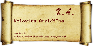 Kolovits Adriána névjegykártya